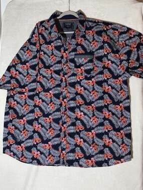 Company 81 Eighty One Shirt Hawaiian Men's Button Down floral 5XL Blue